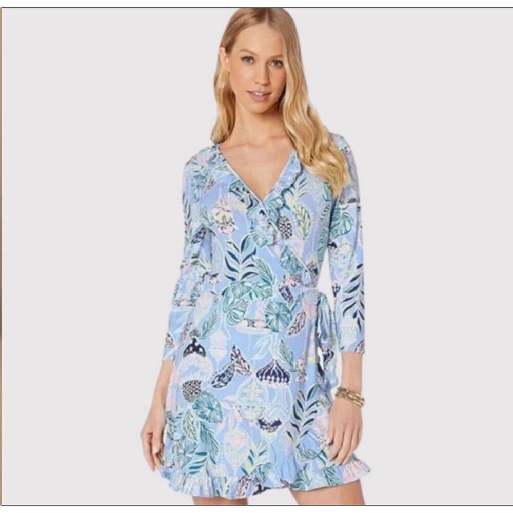 Lilly Pulitzer | Jessalynne Wrap Romper Blue Peri Lapis Size Small Vacation Trip